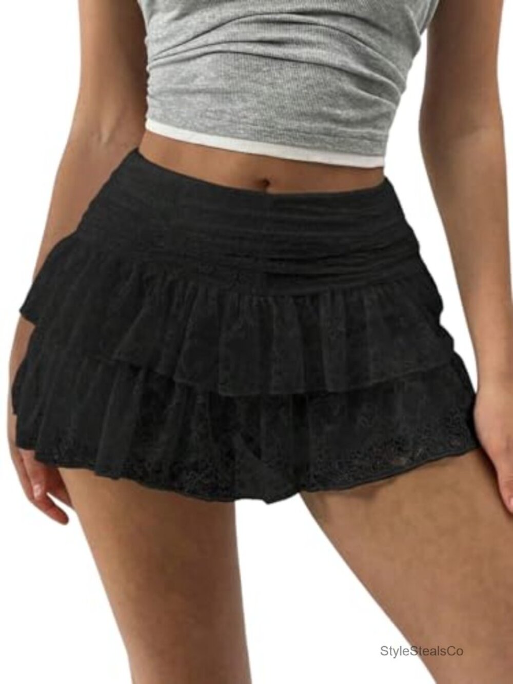 Women's Mini Skort Flowy A-Line Ruffled Backless Club Festival